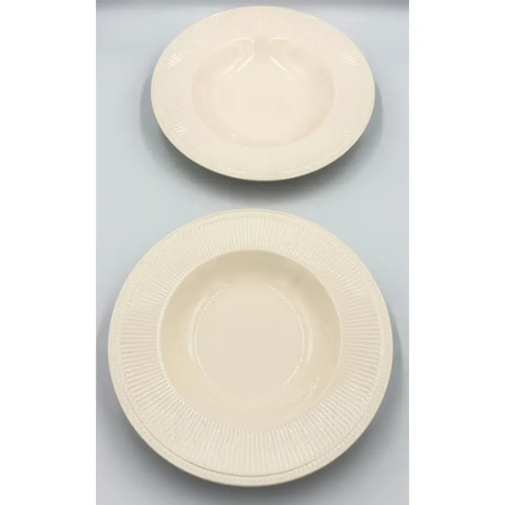 Wedgwood Windsor Rimmed 2pc Bowl Set Ribs & Dots Rim Large 9